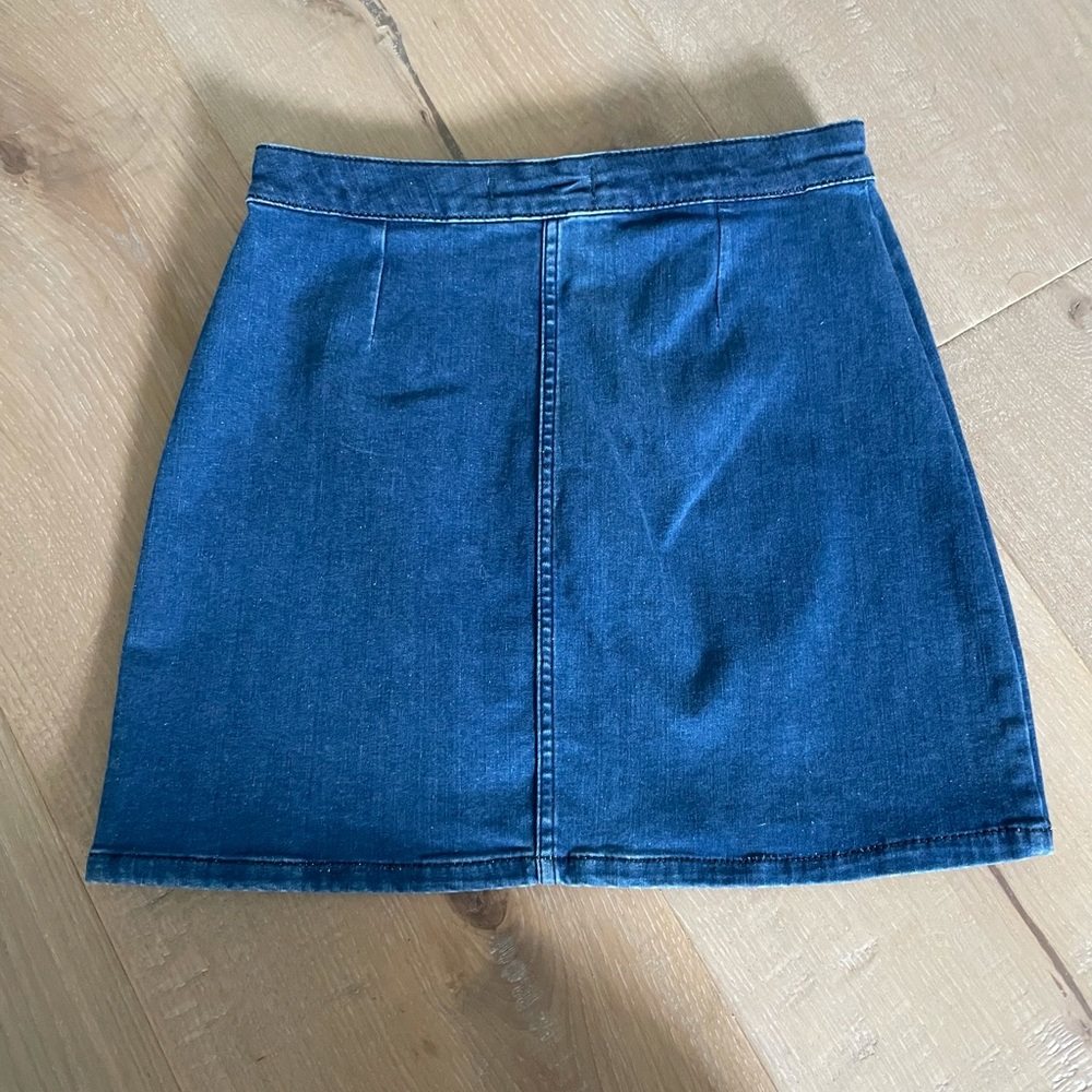 Free People Notched Denim Mini Skirt - Picture 3 of 5